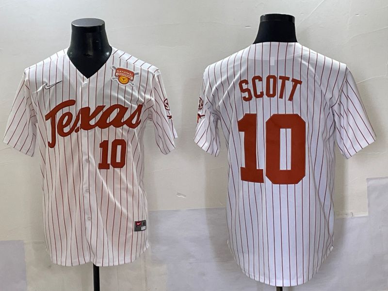 Men Texas Longhorns #10 Scott White stripe Nike joint Name NCAA 2025 Jersey style 10